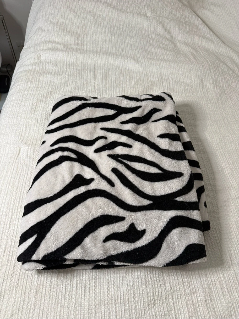 Zebra Print Plush Throw Blanket - Black and White